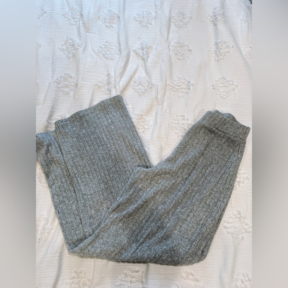 Cozy Ribbed Knit Pants - Gray